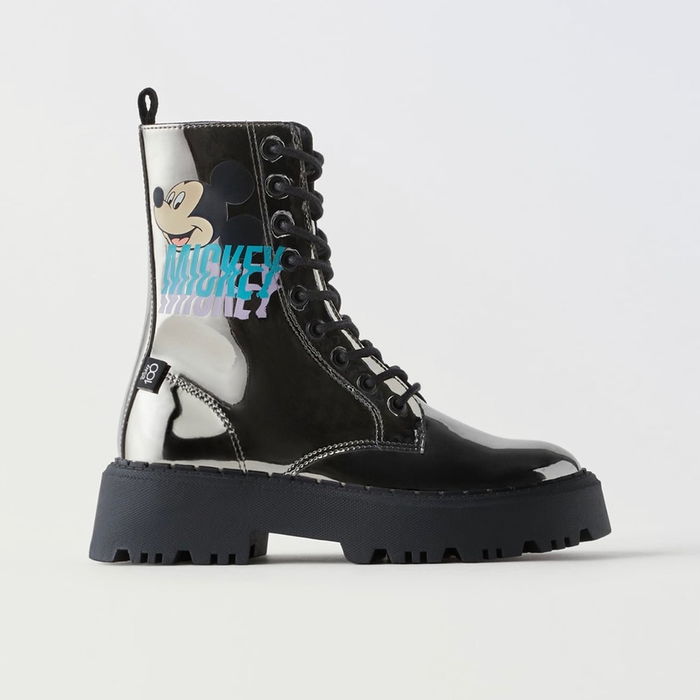 ZARA MIRRORED MICKEY MOUSEโ O DISNEY ANKLE BOOTS
